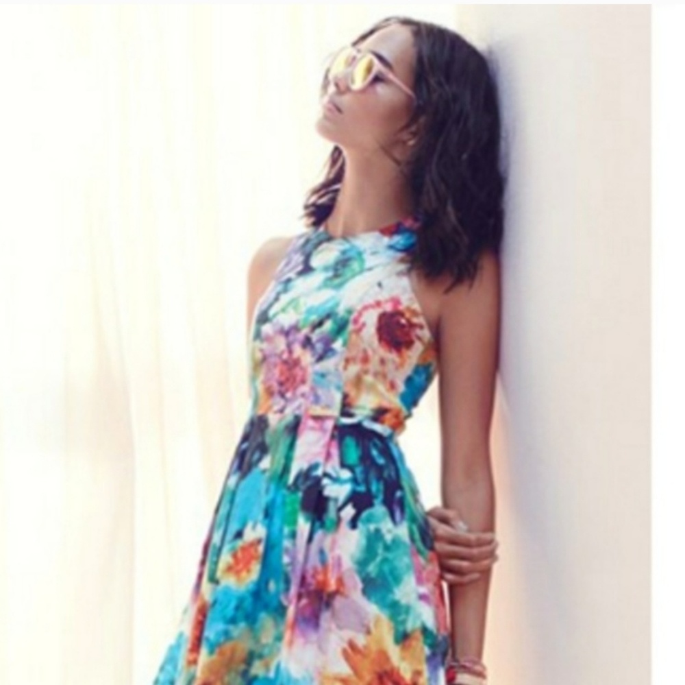 Felicity & Coco Watercolor Floral Fit Flare Dress - Picture 2 of 6